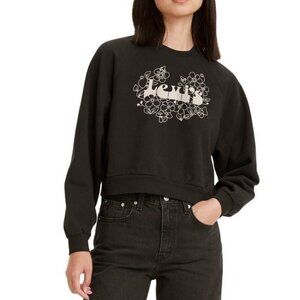 Levi's Raglan Crewneck Sweatshirt Women's Size XL Black/White NWT